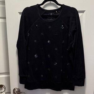 Tommy Bahama Black Sequin Embellished Sweatshirt